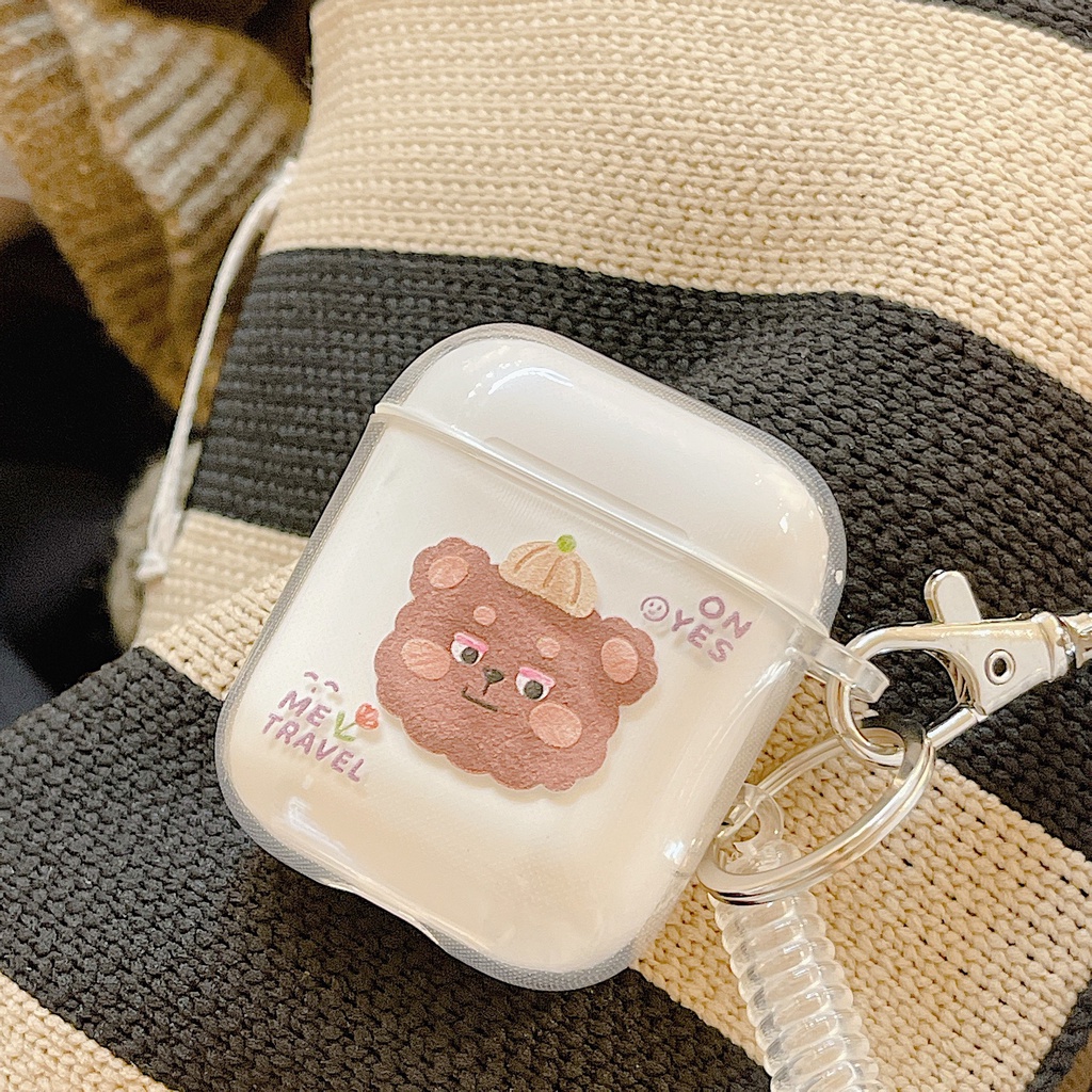 Vỏ Bảo Vệ Hộp Sạc Tai Nghe airpods 1/2/Pro 3rd Generation Pro 1/2 Trong Suốt Chống Sốc Hình Gấu Kiểu Tranh Sơn Dầu