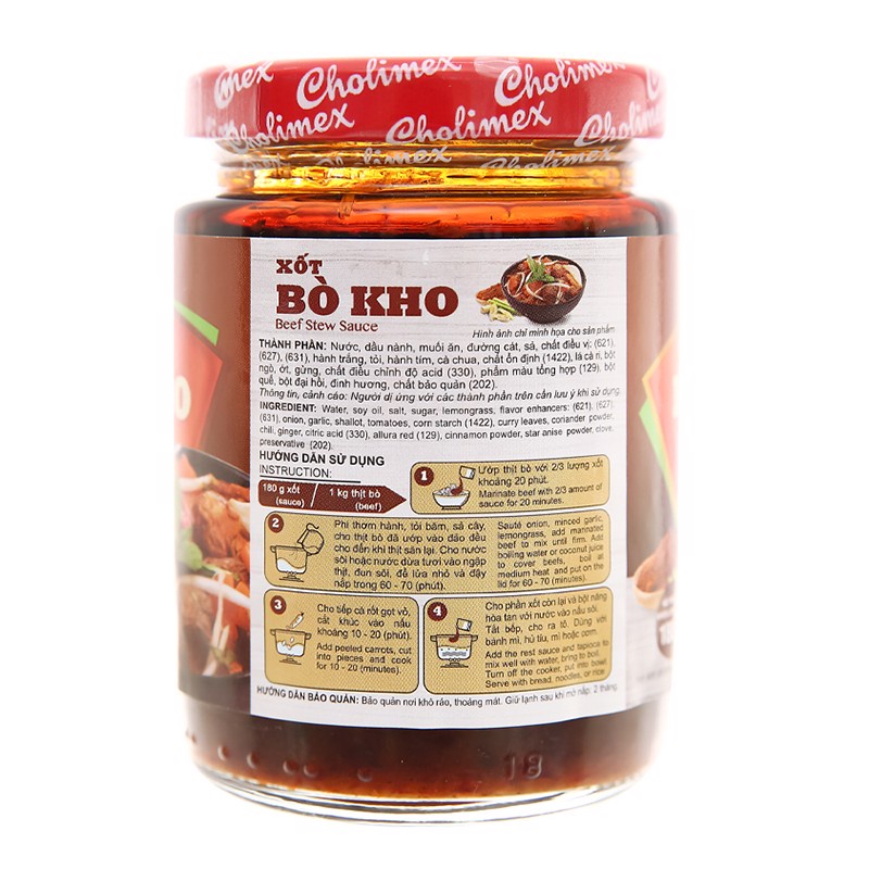 LỐC 6 HŨ XỐT NẤU BÒ KHO CHOLIMEX 180G/HŨ