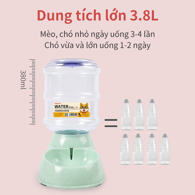 Domicoo Máy lọc nước cho thú cưng dung tích lớn 3.8L cho vật nuôi ăn thức ăn tự động cho chó bú bát cho thú cưng