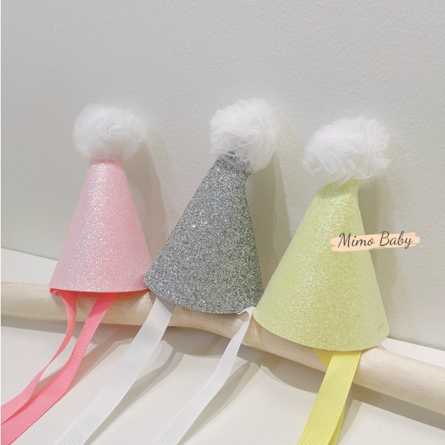 Băng đô mũ chóp đính bông lấp lánh, nón trang trí sinh nhật cho bé BD62 Mimo Baby
