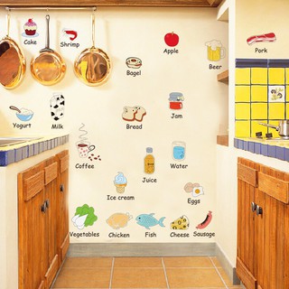 Decal dán tường thực phẩm tiếng anh cho bé baby shop