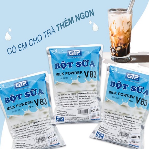 Bột sữa béo V83 GTP Chính hãng (1KG)- Béo, thơm đậm vị nguyên liệu pha trà sữa