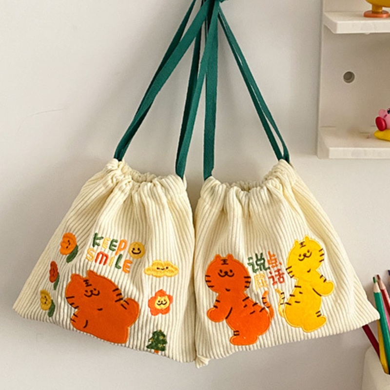 Túi Dây Rút Bằng Vải Nhung Họa Tiết Hoạt Hình Giáng Sinh Cho Nữ
