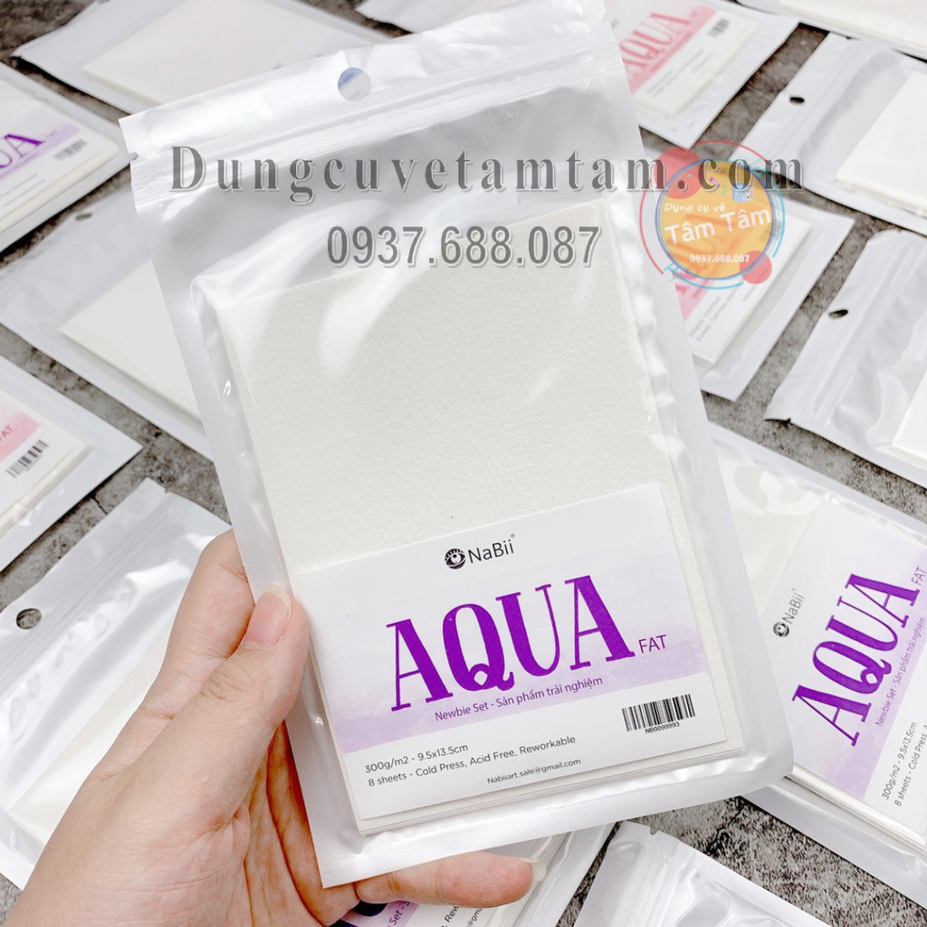 [ TÂM TÂM ]-Giấy vẽ màu nước Nabii Aqua Fat 300gsm - Newbie Set Xấp 8 tờ