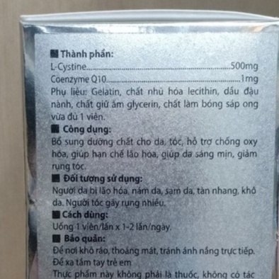 Viên uống L-CYSTINE with coenzyme Q10 giúp đẹp da, hết mụn, nám