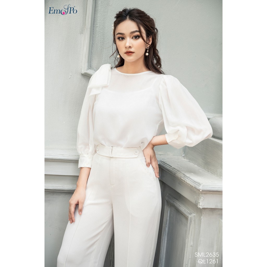 Quần suông Emspo Milestone, đai eo rời, bấu mí dọc ống thân trước QL1261