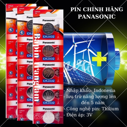Pin Lithium Cr2032 Panasonic Tròn dẹt khuy cúc áo 3V năm sx 2022 hàng nhập khẩu