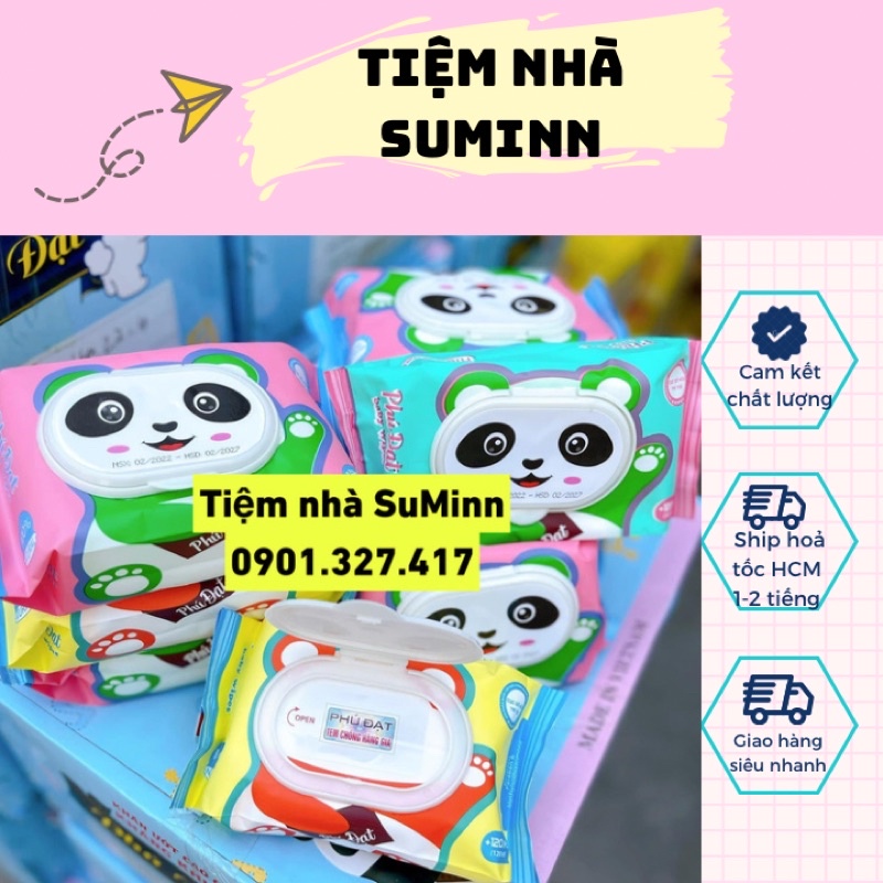 Combo 10 gói khăn giấy ướt phú đạt mẫu mới hình gấu 120 tờ