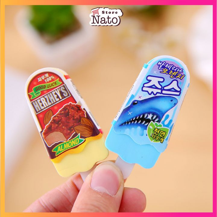 Tẩy bút chì que kem dài hình đồ ăn cute dễ thương siêu sạch giá rẻ học sinh cho bé NATO GT09