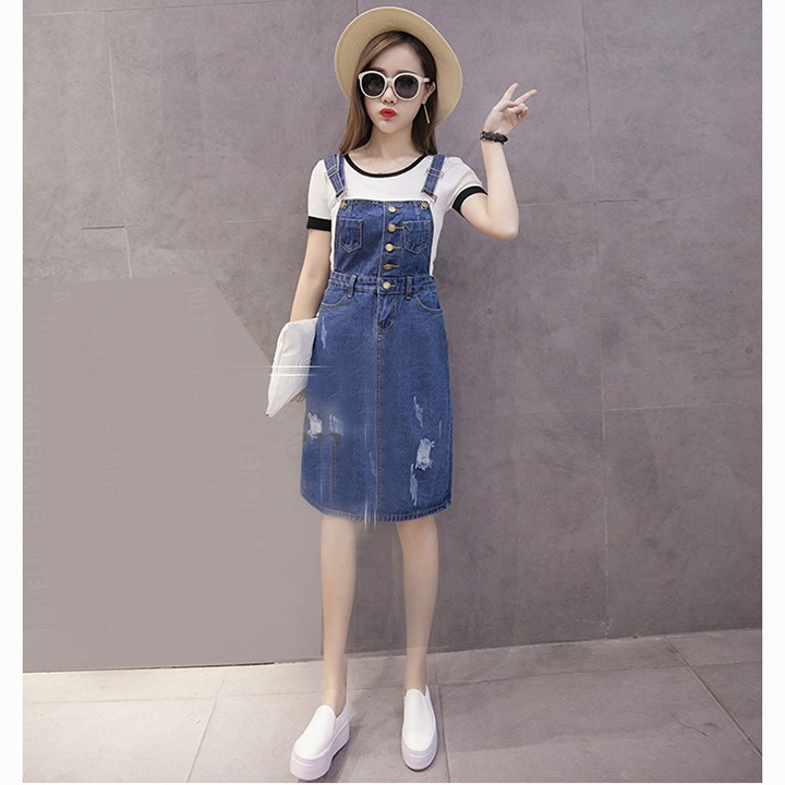 Chân Váy Yếm Jean Nữ Duyên Dáng