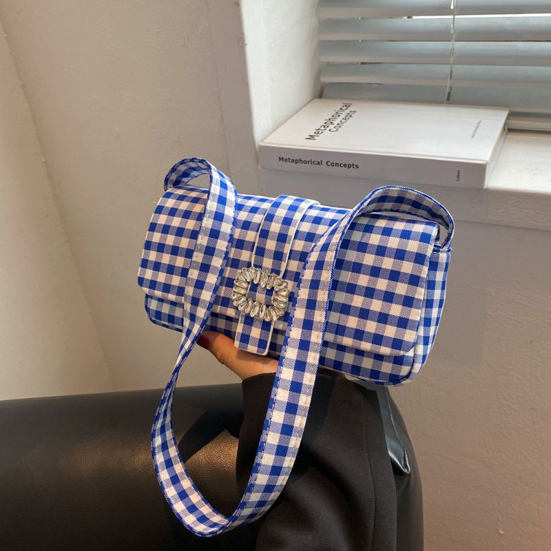 Túi Xách Đeo Vai / Kẹp Nách Hình Vuông Họa Tiết Kẻ Sọc Màu Sắc Tương Phản Thời Trang 2022 Cho Nữ