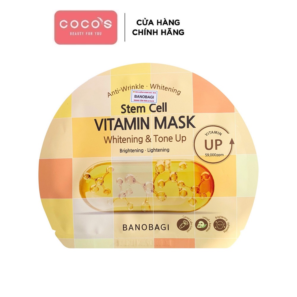 Mặt Nạ Giấy Dưỡng Ẩm Trắng Da Banobagi Stem Cell Vitamin Mask 30ml (2021)