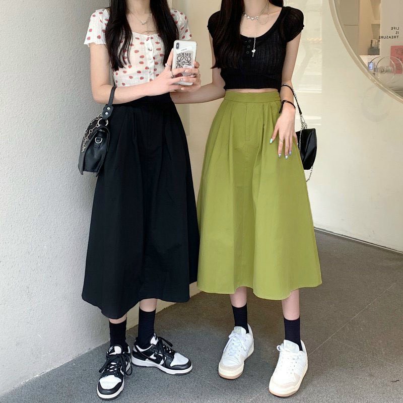 Chân váy nữ kak mềm dáng dài đẹp hot trend mix nhiều áo