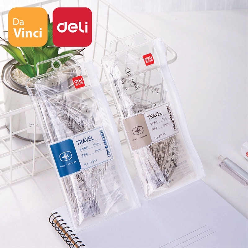 [ DaVinci ] Deli bộ thước deli nhỏ gọn 4 món