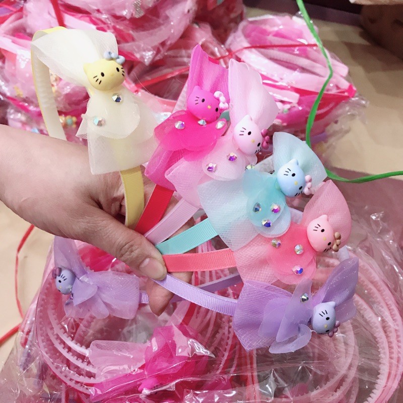 Sỉ 10 cài tóc nơ ren gắn các hoạ tiết hình thú xinh xắn cho các bé