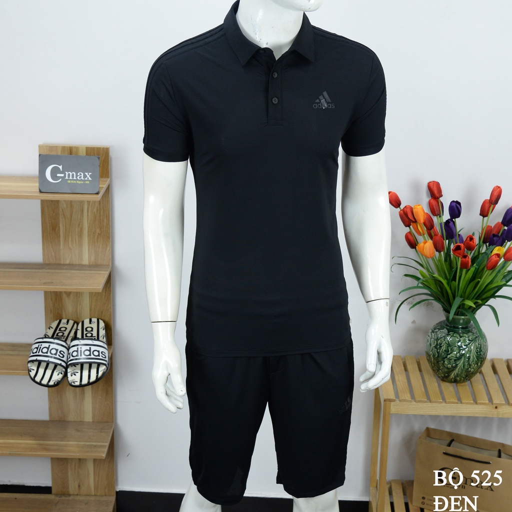 Bộ thể thao nam adidas cao cấp mùa hè cộc tay chất thun lạnh mã 525, bộ đồ tập