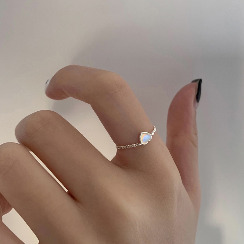Nhẫn mạ bạc đính đá mặt trăng giả thời trang dành cho nữ