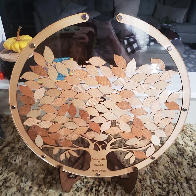 1 Bộ Hộp Quà Tặng Thegioipuzzle Nhỏ Giọt Bằng Gỗ Cây Và Lá Cho Khách Mời Đám Cưới