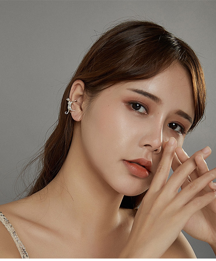 BAMOER 1 Bông Tai bạc 925 Hình Mèo Dễ Thương