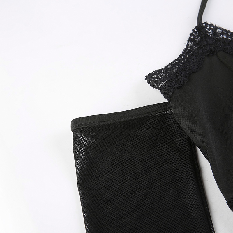 Áo Kiểu Tay Dài Hở Lưng Phối Ren Phong Cách Quyến Rũ