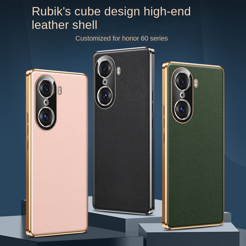Ốp Điện Thoại Da Mạ Điện Chống Sốc Bảo Vệ Ống Kính Cho Honor 60 Pro