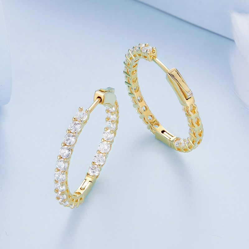 Khuyên tai BAMOER bằng bạc 925 đính đá giả thời trang cho nữ