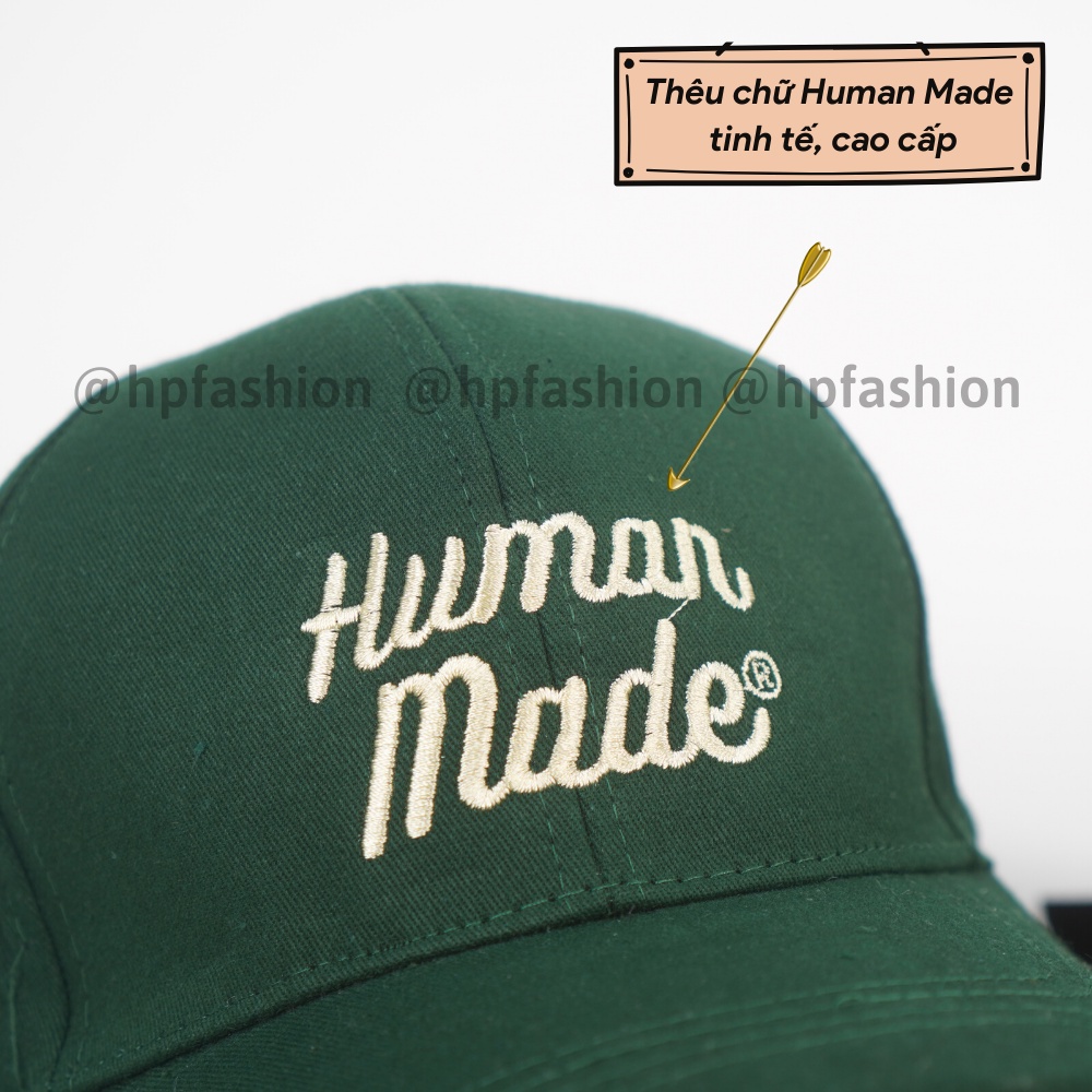 Mũ lưỡi trai ❤️ Nón kết thêu chữ Human Made chất kaki cao cấp form unisex nam nữ N61 - Happy Style