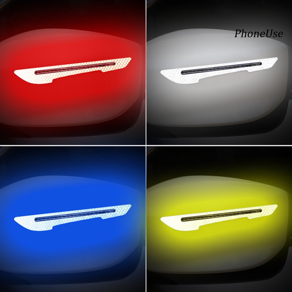 Pu Bộ 2 Miếng Dán Phản Quang Cảnh Báo An Toàn Cho Tay Nắm Cửa Xe Hơi Chống Va Chạm