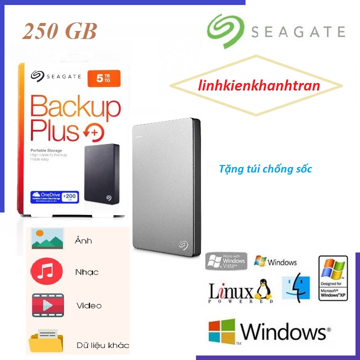 Ổ Cứng Di Động Seagate Backup Plus Slim 250GB 320GB 500GB 1TB BH 24 Tháng - SGB250GB-tặng túi chống sốc