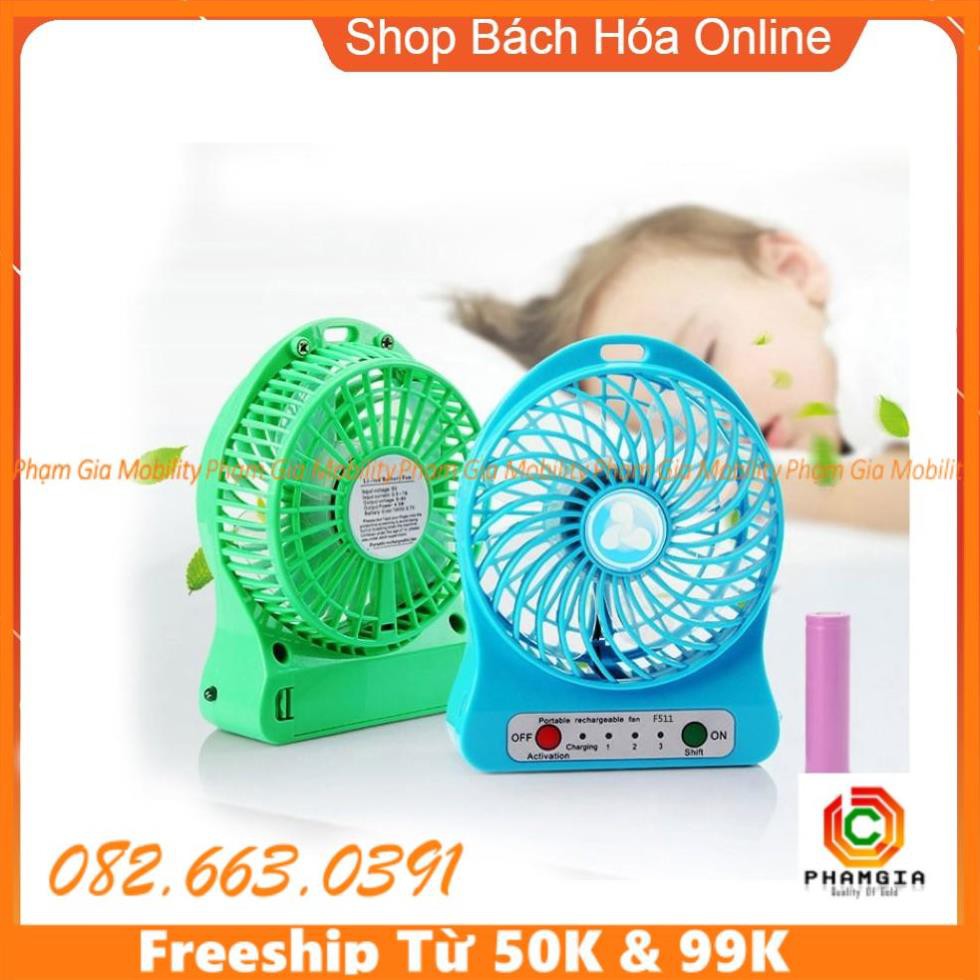 [Mã ELHA22 giảm 5% đơn 300K] Quạt sạc pin mini 3 tốc độ quạt, nhỏ gọn - bền - giá rẻ (tặng kèm sẵn pin)