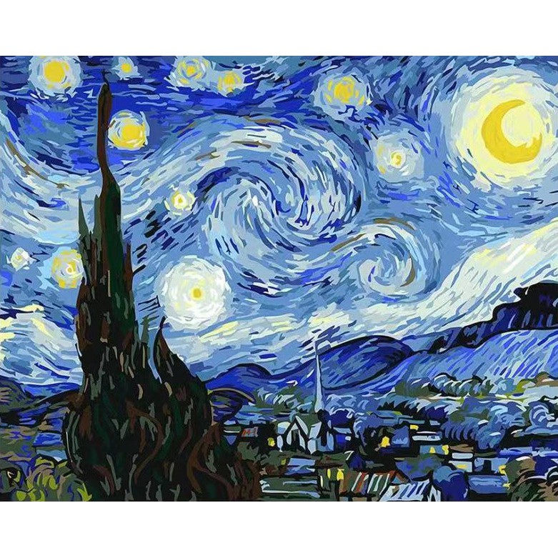 Tranh Thêu Trang Trí Thủ Công 5D Hình Bức Tranh Van Gogh (Mũi Thêu Hình X)