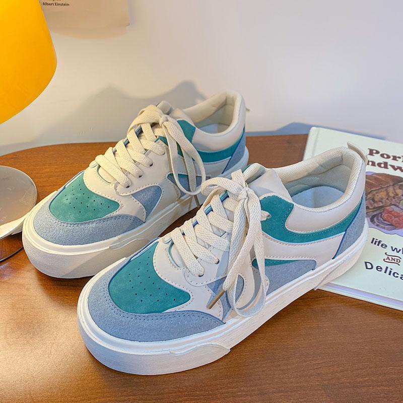 Giày Thể Thao Vải Canvas Mũi Tròn Màu Sắc Retro Dành Cho Nữ