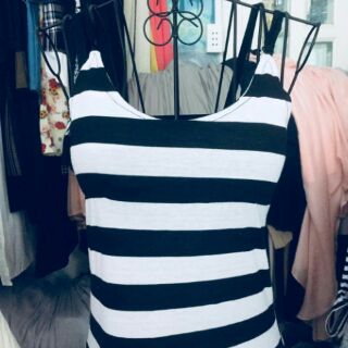 Đầm sọc 2 dây dáng xòe