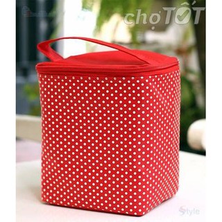 Túi Giữ Nhiệt Chấm Bi 2 Lớp Đựng Cơm Văn Phòng