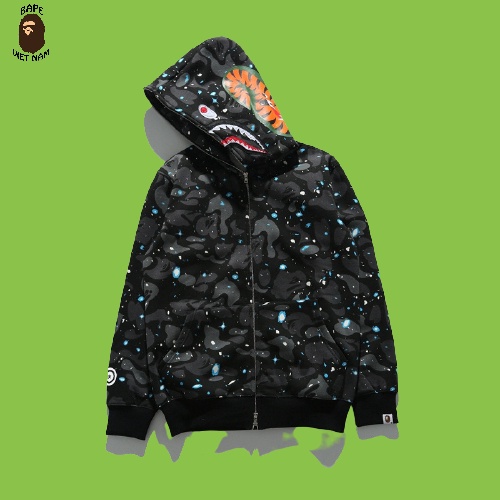 Jacket Bape Shark Galaxy fullzip Phát quang trong tối , Áo Hoodie Bape Cá Ngáo