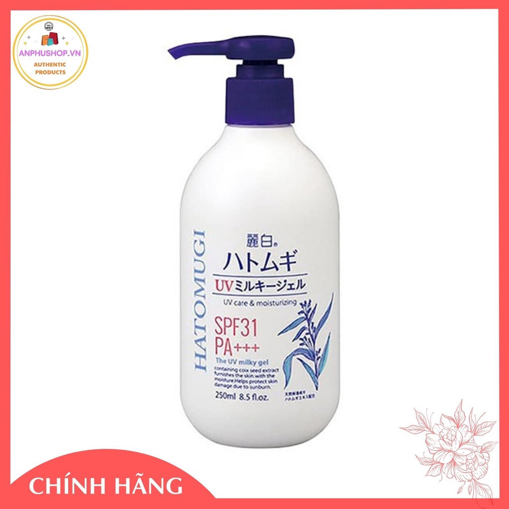 Sữa dưỡng thể chống nắng trắng da Hatomugi UV Milky Gel SPF31 PA+++ 250ml ( Hàng chính hãng)