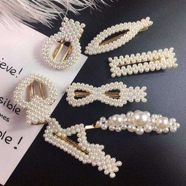 Xiaozhainv Kẹp Tóc Đính Ngọc Trai Phong Cách Hàn Quốc