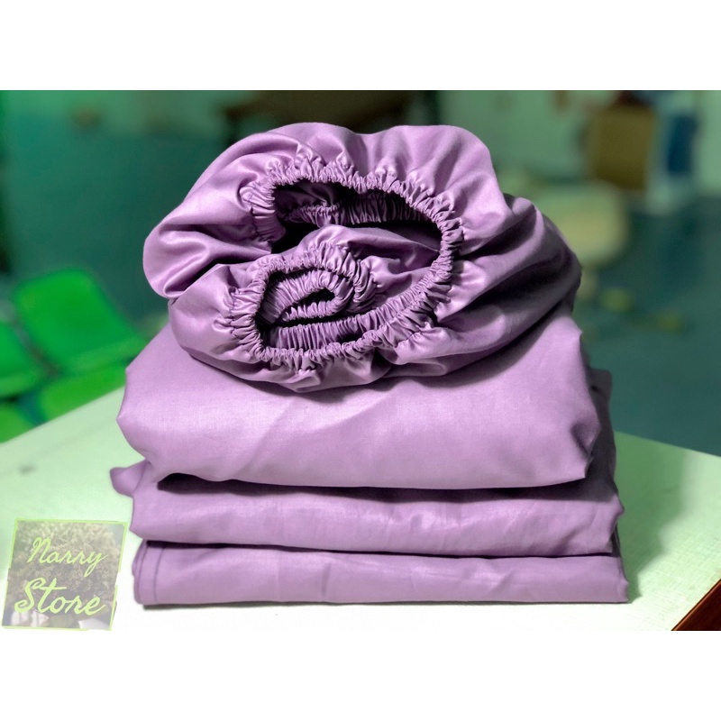 Bộ 3 món ga gối màu trơn chất liệu cotton satin Hàn Quốc, gồm 1 ga và 2 vỏ gối nằm, đủ kích thước size giường