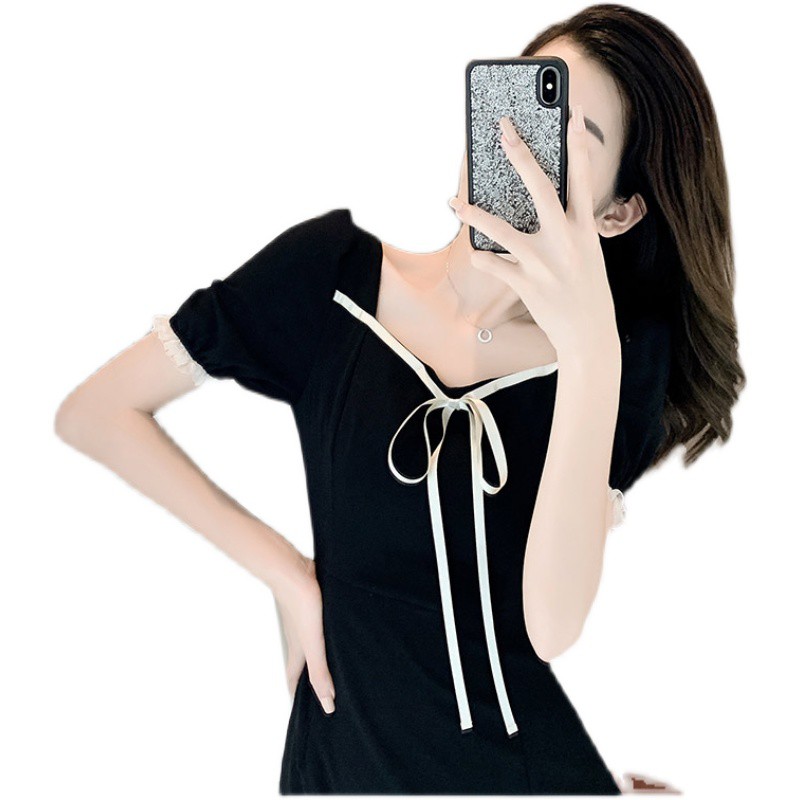 Váy Nữ Tay Bồng Cổ Vuông Họa Tiết Nơ Nữ Tính Siêu Xinh | BigBuy360 - bigbuy360.vn