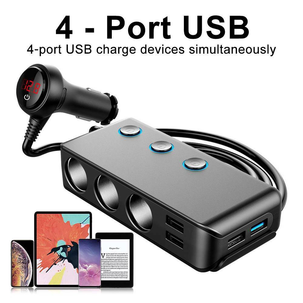 Bộ Chia Tẩu Sạc 4 Cổng USB DC 12 Sang 24V Có Đèn LED Chỉ Báo Cho Xe Hơi