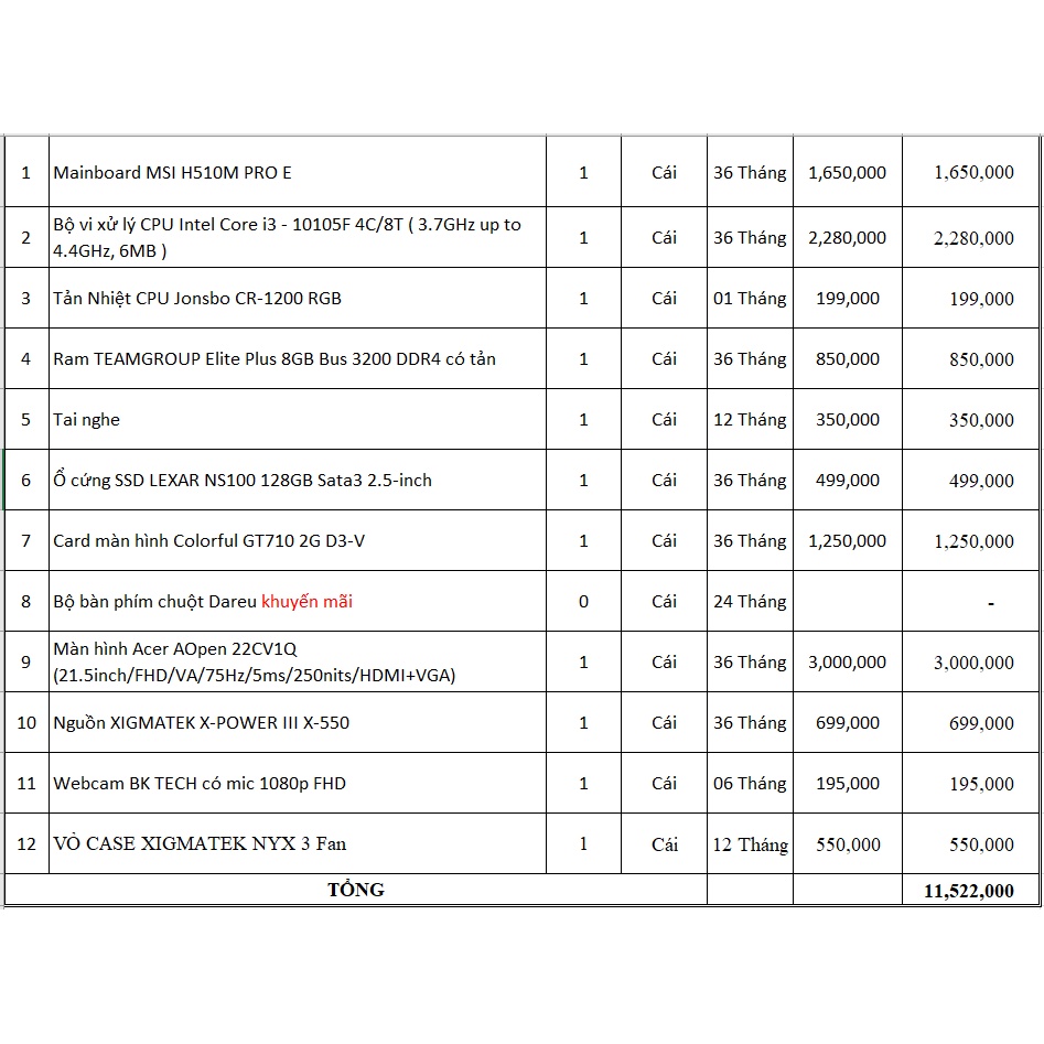 Bộ máy tính trả góp Core i3-10105f  Main ASUS TUF GAMING B460M-PLU - Bảo hành chính hãng | BigBuy360 - bigbuy360.vn