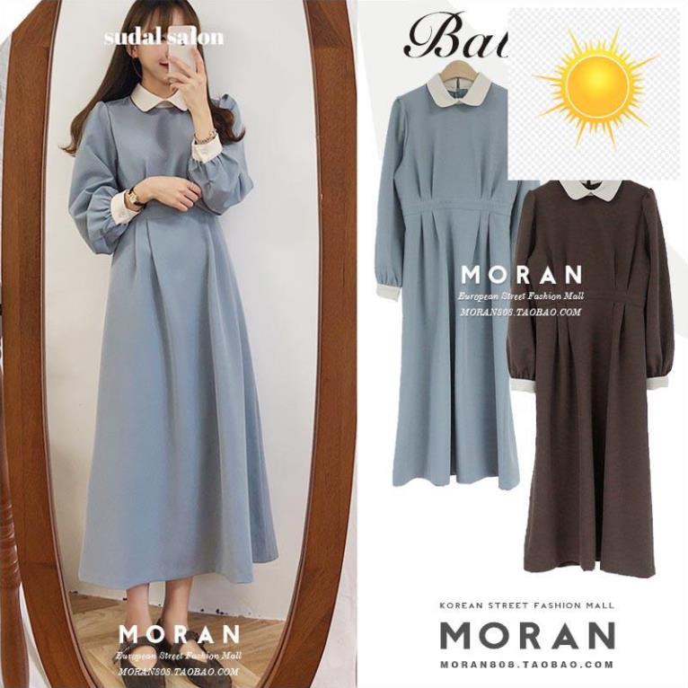 Váy dài tay mùa thu đông cổ bẻ MORAN 🍒☘