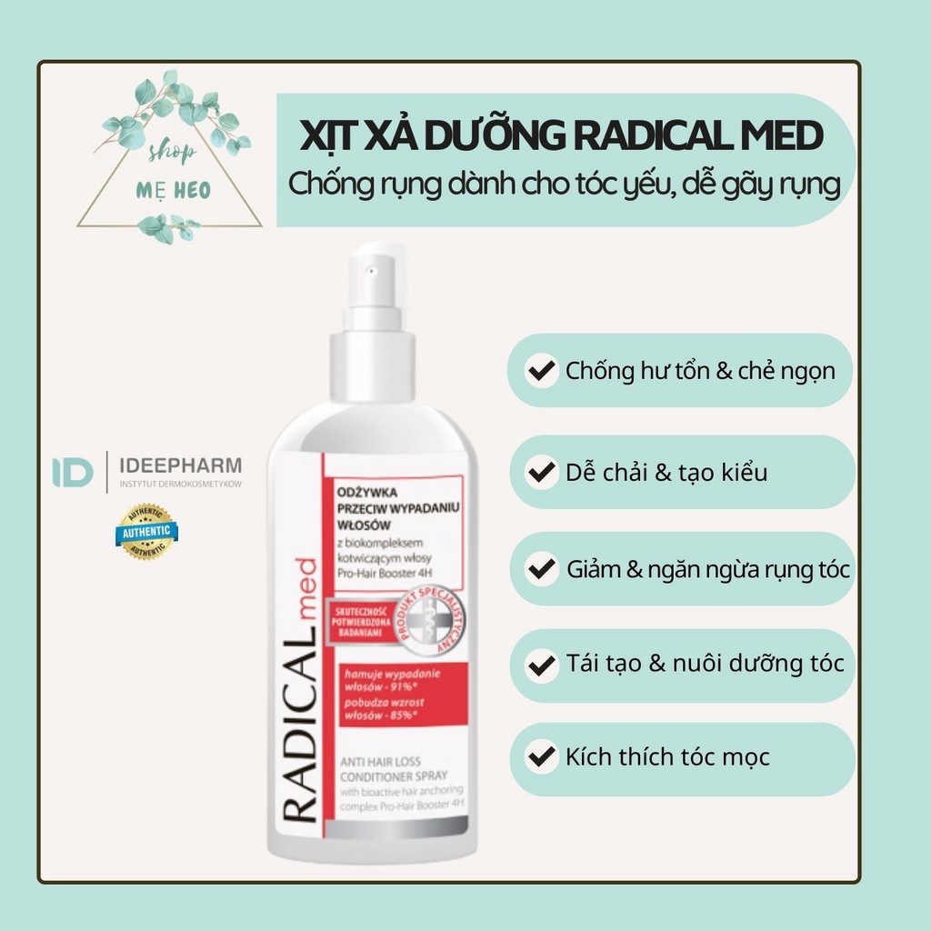 Xịt dưỡng chống rụng tóc Radical Med đỏ 200ml giúp dưỡng tóc mềm, chắc khoẻ, ngăn ngừa rụng tóc và giảm rụng tóc