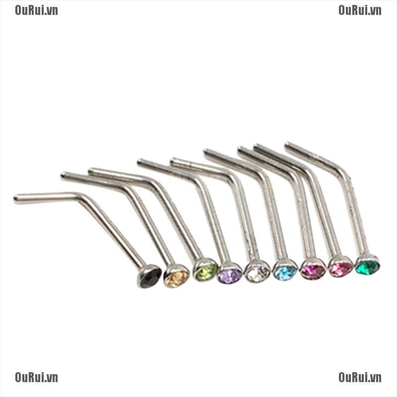 Bộ 10 Khuyên Xỏ Cơ Thể Bằng Thép Không Gỉ Lấp Lánh