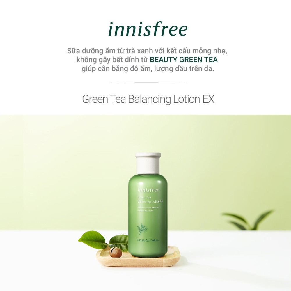 [Mã FMCGMALL -8% đơn 250K] Sữa dưỡng cân bằng độ ẩm innisfree Green Tea Balancing Lotion Ex 160ml | BigBuy360 - bigbuy360.vn