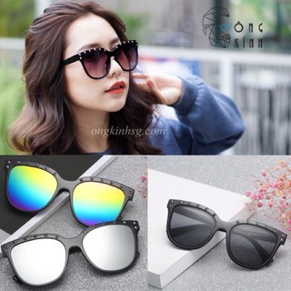 Mắt kính thời trang hot girl 032 viền đính hạt cực đẹp- hncompany