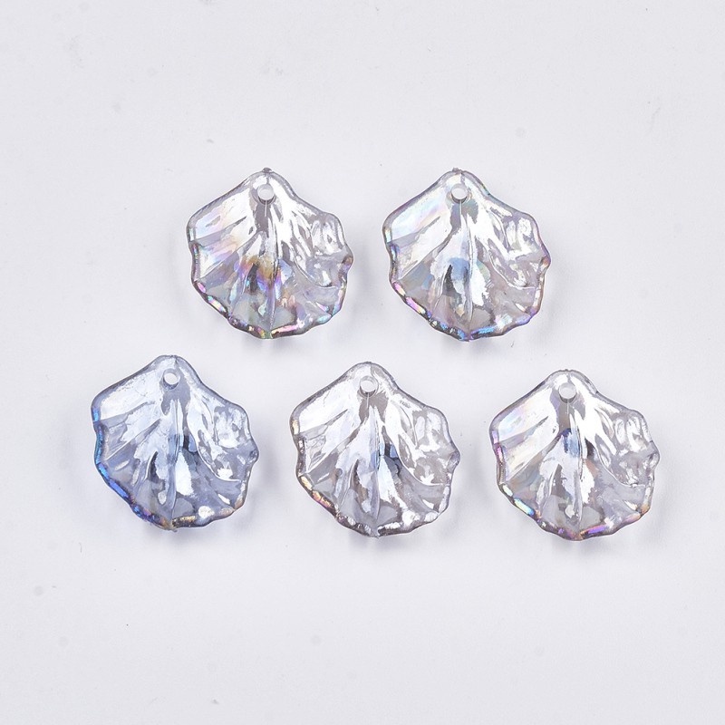 Bộ 5-200 Mặt Dây Chuyền Acrylic Trong Suốt Hình Chiếc Lá 19x17x4~5mm 1.2mm Làm Trang Sức DIY
