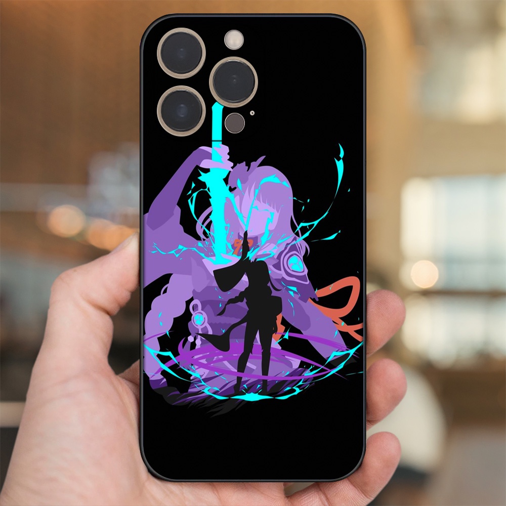 Ốp lưng iPhone 13 Pro dẻo đen cạnh vuông in hình Raiden Shogun Genshin Impact