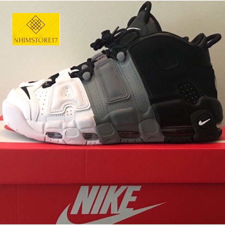 (Full Box) Giày AIR MORE UPTEMPO Đen Xám Trắng