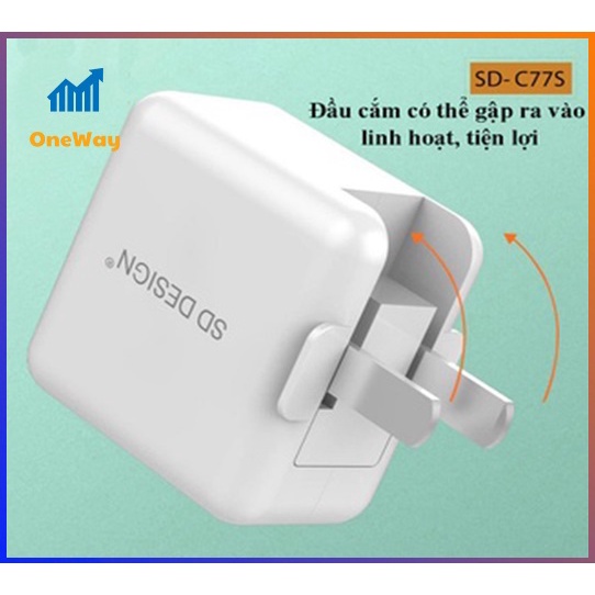 {LOẠI SỊN} Củ sạc SD DESIGN C77s chân gập 90 độ nhỏ gọn, tiện lợi, thích hợp sử dụng cho mọi thiết bị di động